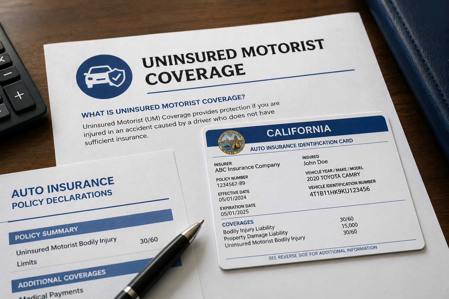 California uninsured motorist insurance documents