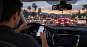 Driver using phone while driving in Riverside County